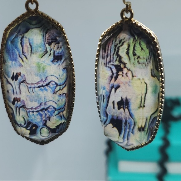 Watercolor Marble Diamond Cut Acrylic Earrings - Picture 8 of 9